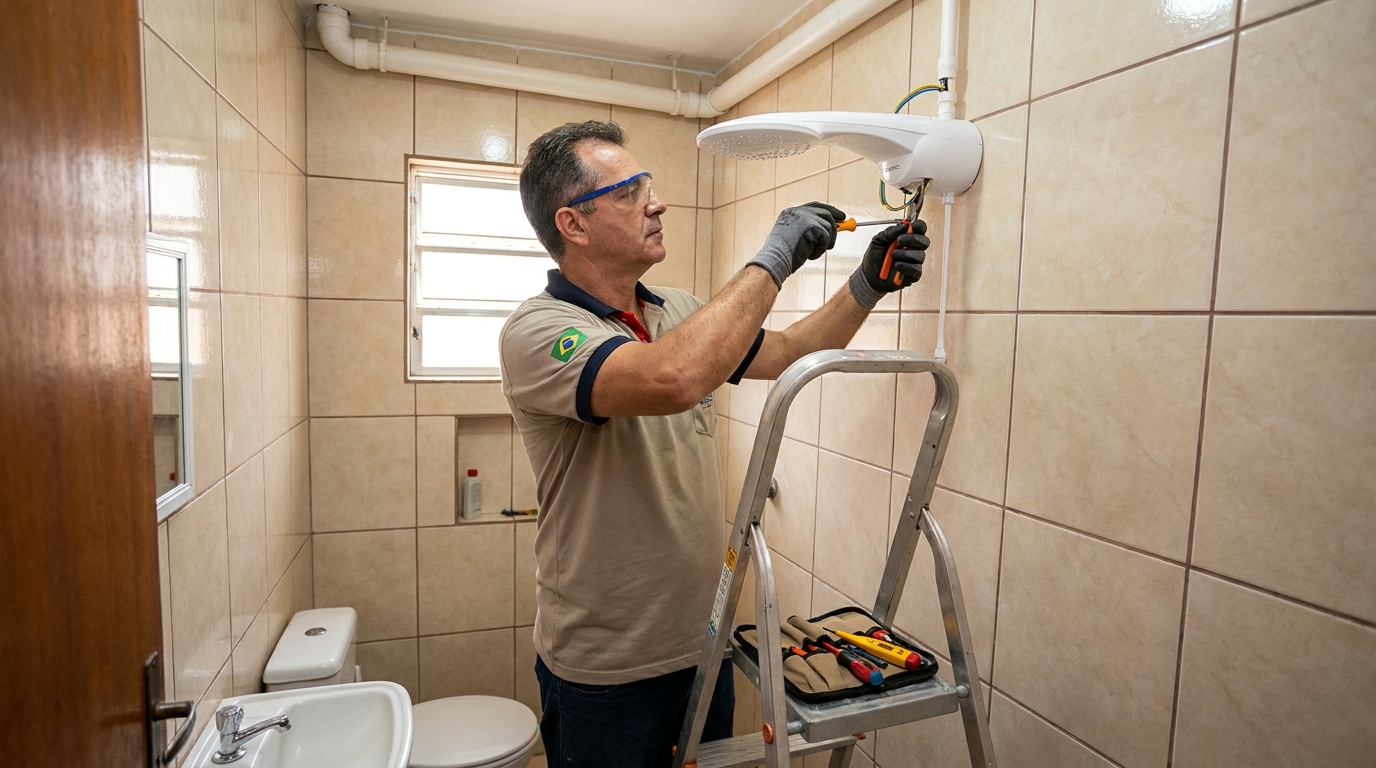 Substituição de Chuveiro Antigo na Caratatiua, São Luís‑MA